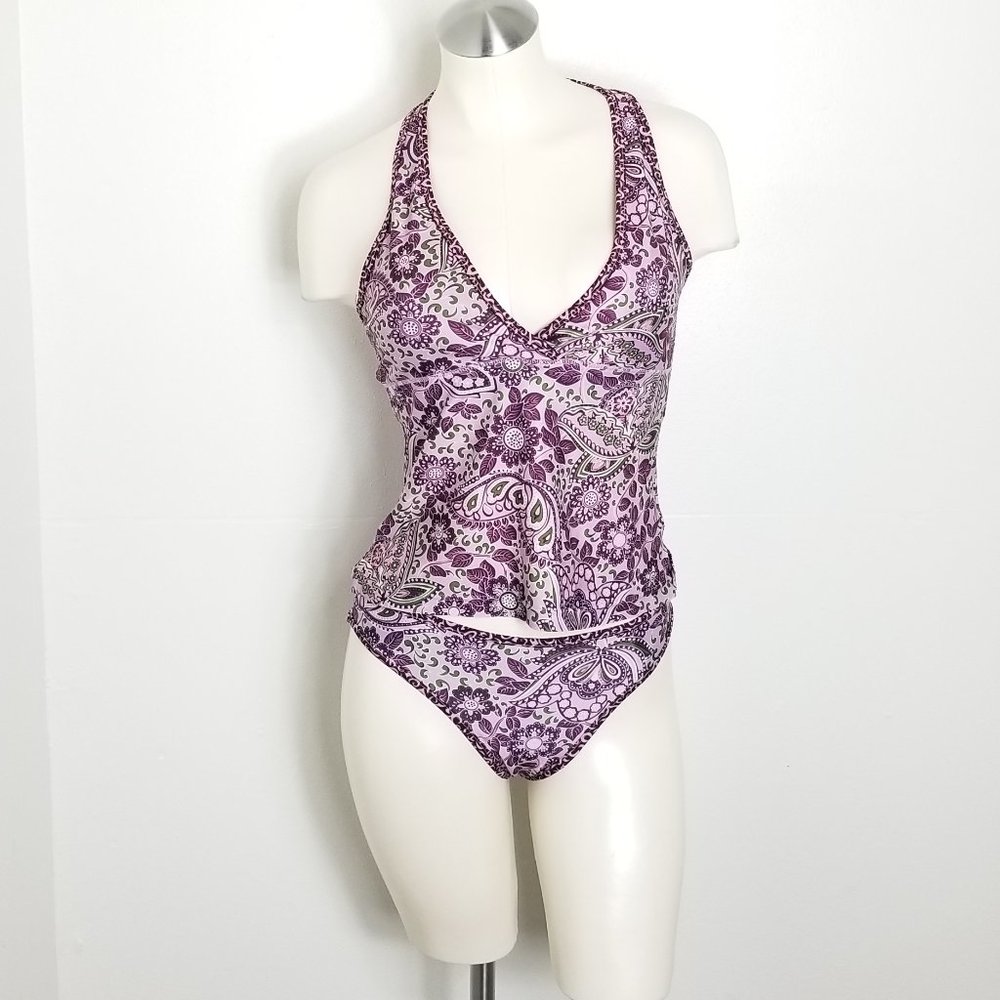 Athleta paisley print swimsuit set size Medium